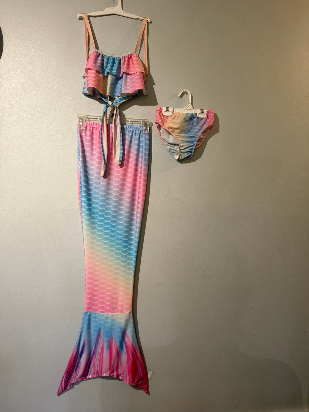 Girls Pastel Rainbow Mermaid Swim Set - Multicolor